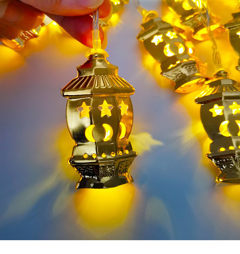 Decorations String Lights for Home, 80LED Palace Lantern string Hollow Battery Box Kerosene Lantern Lamp for Muslim