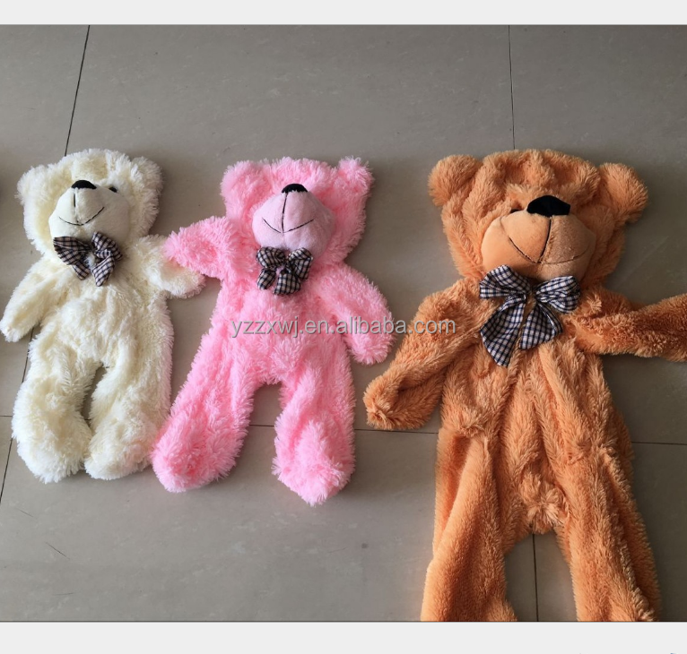 wholesale free sample giant bear toy skin/unstuffed soft teddy bear toys with zipper/custom made plush teddy bear skin unstuffed