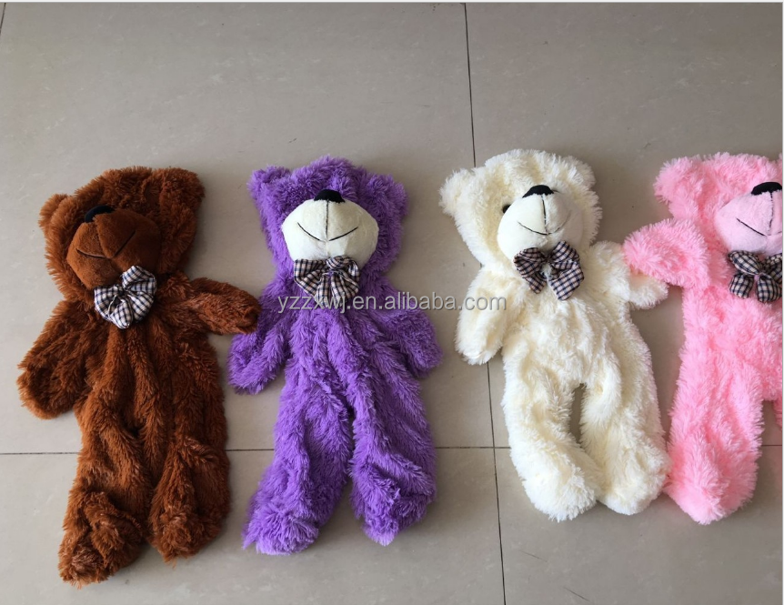 wholesale free sample giant bear toy skin/unstuffed soft teddy bear toys with zipper/custom made plush teddy bear skin unstuffed