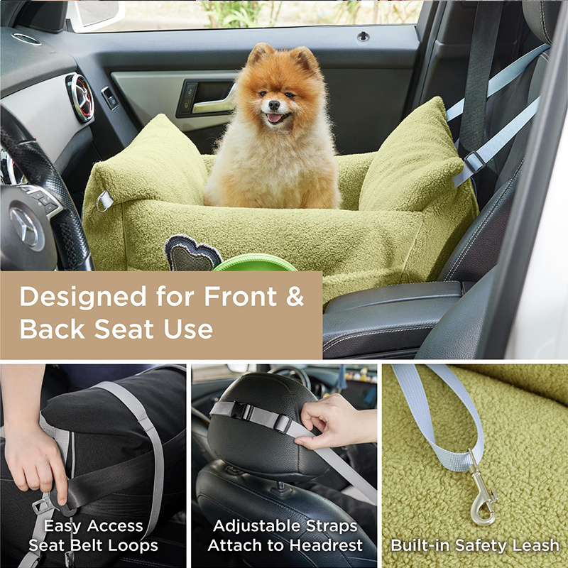 Dog Car Seat Pet Booster For Small And Medium Dogs Cats Detachable And Washable Travel Dog Bed With Carrier Handles