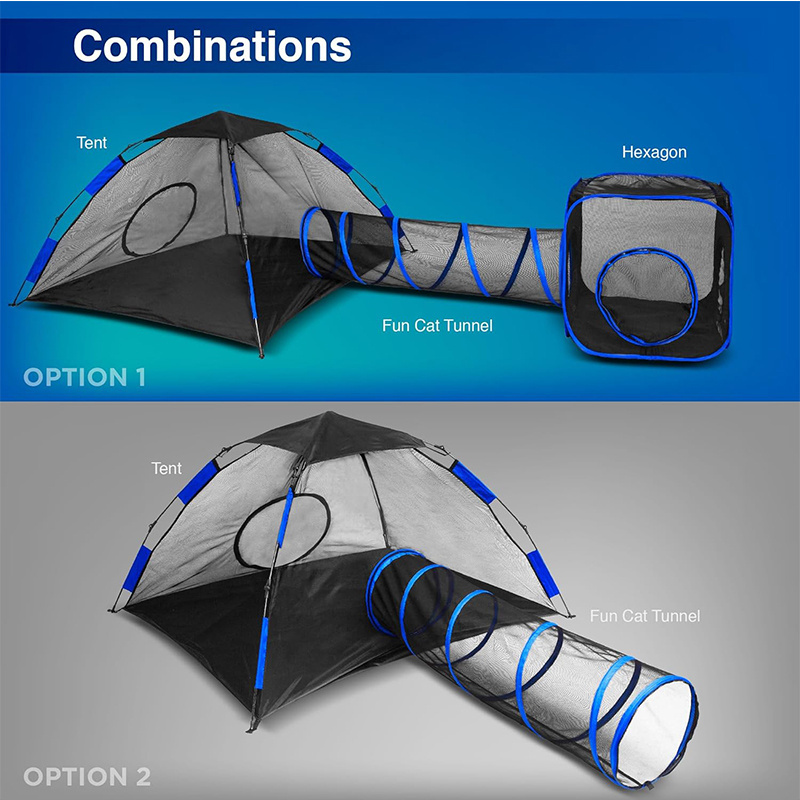 4-in-1 Outdoor Pop up Pet Tent with Cat Tunnels for Indoor Cats Outdoor Cat Enclosures and easy folding