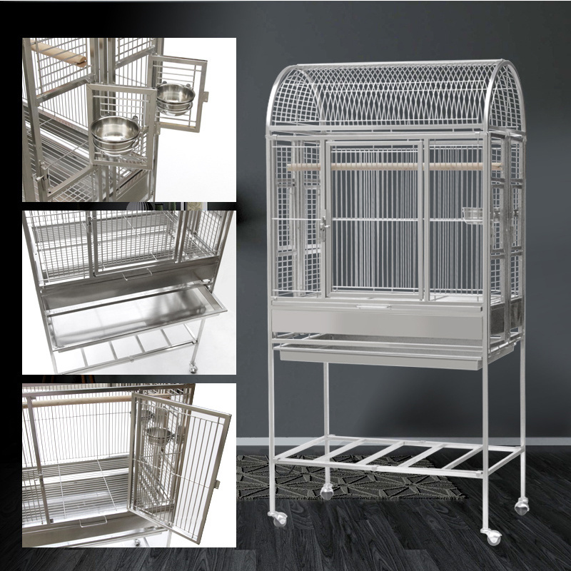 Parrot Cage Stainless Steel Strong Bird Breeding Flight Cage For Parrot Macaw With Wheels Large Space Cages