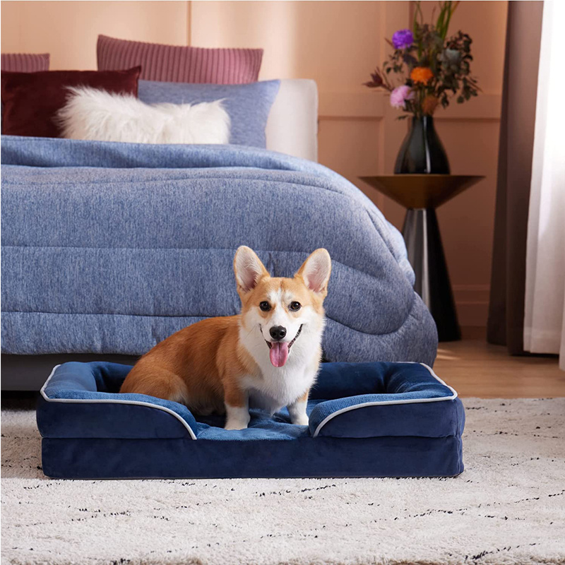 Removable Washable Cover Bolster Foam Sofa Waterproof Lining Nonskid Bottom Couch Orthopedic Dogs Bed