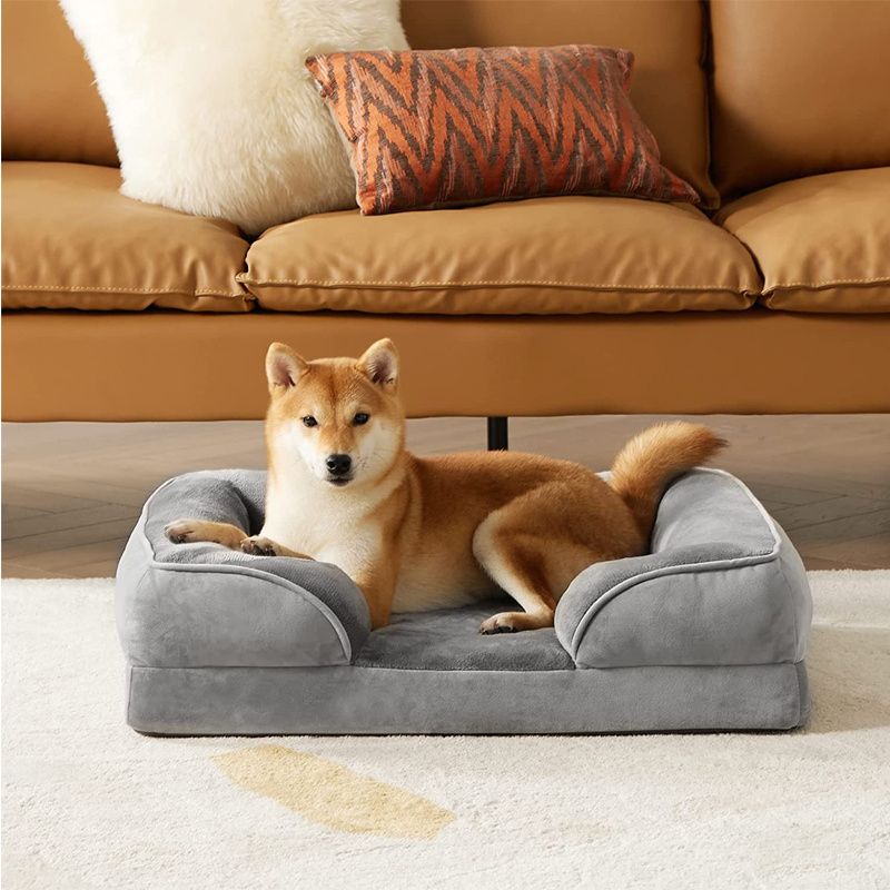 Removable Washable Cover Bolster Foam Sofa Waterproof Lining Nonskid Bottom Couch Orthopedic Dogs Bed