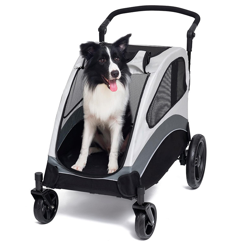 Large Dog Stroller Jogger Pet Stroller Breathable Animal Stroller with 4 Wheels and Large Storage Space