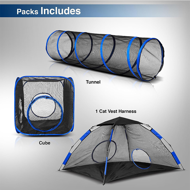 4-in-1 Outdoor Pop up Pet Tent with Cat Tunnels for Indoor Cats Outdoor Cat Enclosures and easy folding