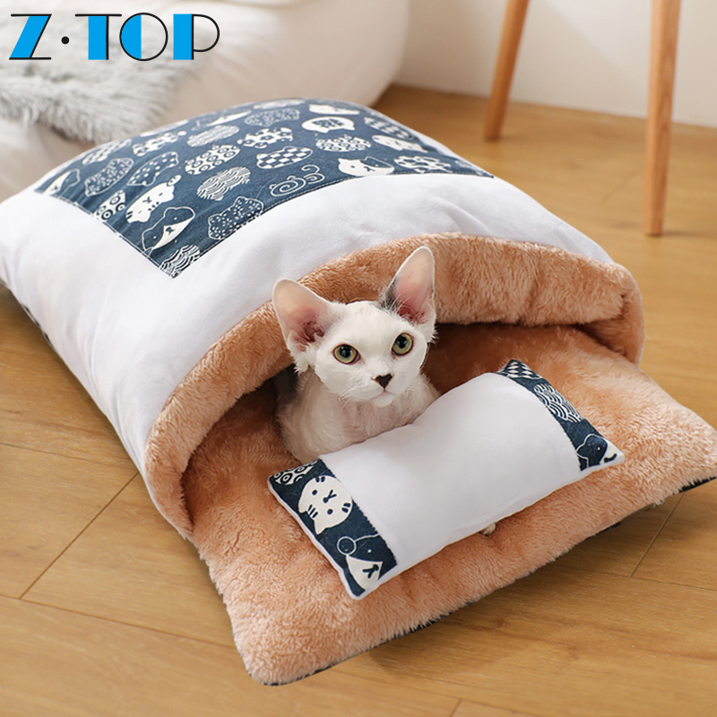 Japanese style cozy warm cat bed,sleeping bag for cats,snuggery burrow pet cat blanket