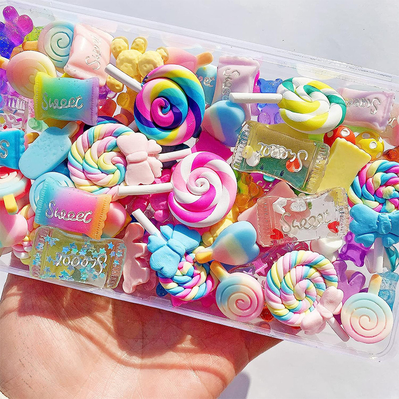 RANDOM Slime Charms 3D Resin Set Assorted Candy Sweets Resin Flatback Making Supplies for DIY Craft Making and Ornament