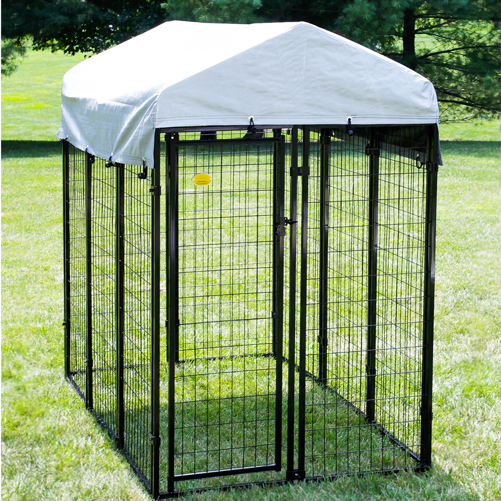 Dog Run House Large Outdoor Chain Link Dog Kennel Pet Enclosure WIth Waterproof Roof