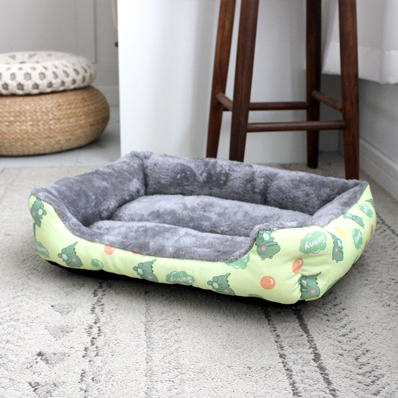 Arctic Velvet Thickened Rectangular Kennel Flax Non Slip Pet Cat Dog Sofa Bed