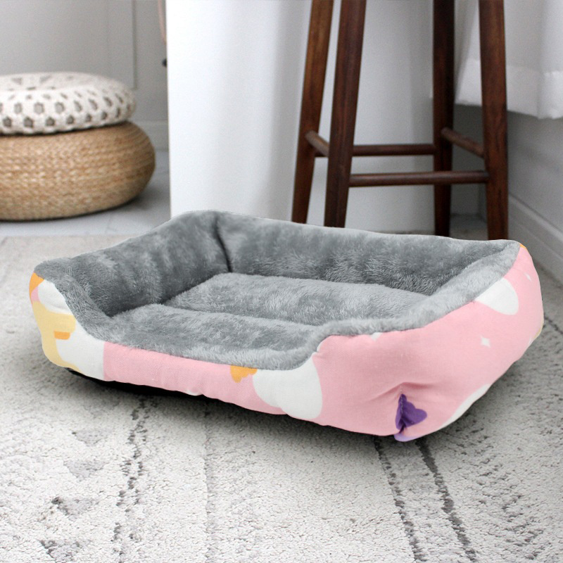 Arctic Velvet Thickened Rectangular Kennel Flax Non Slip Pet Cat Dog Sofa Bed