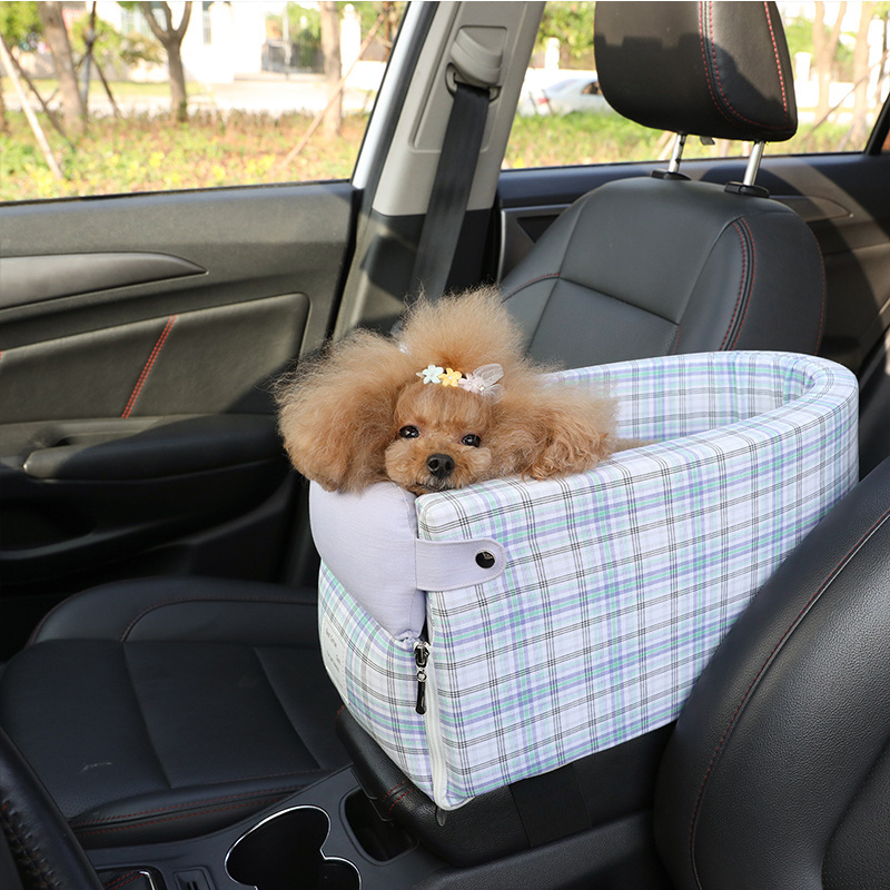 Center Console Travel Booster Seat Pet Puppy Dog Cats Seats Waterproof Comfortable Removable with Tether