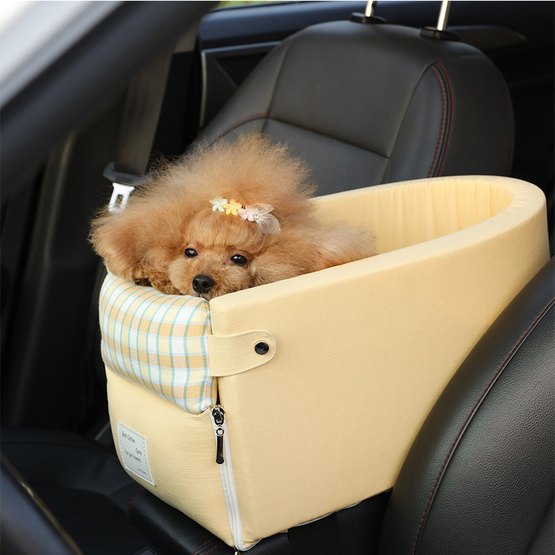 Center Console Travel Booster Seat Pet Puppy Dog Cats Seats Waterproof Comfortable Removable with Tether