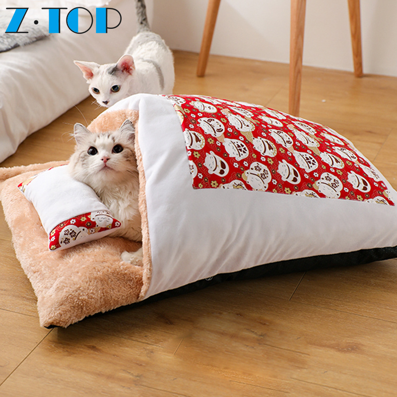 Japanese style cozy warm cat bed,sleeping bag for cats,snuggery burrow pet cat blanket