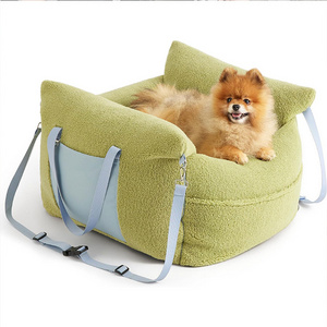 Dog Car Seat Pet Booster For Small And Medium Dogs Cats Detachable And Washable Travel Dog Bed With Carrier Handles