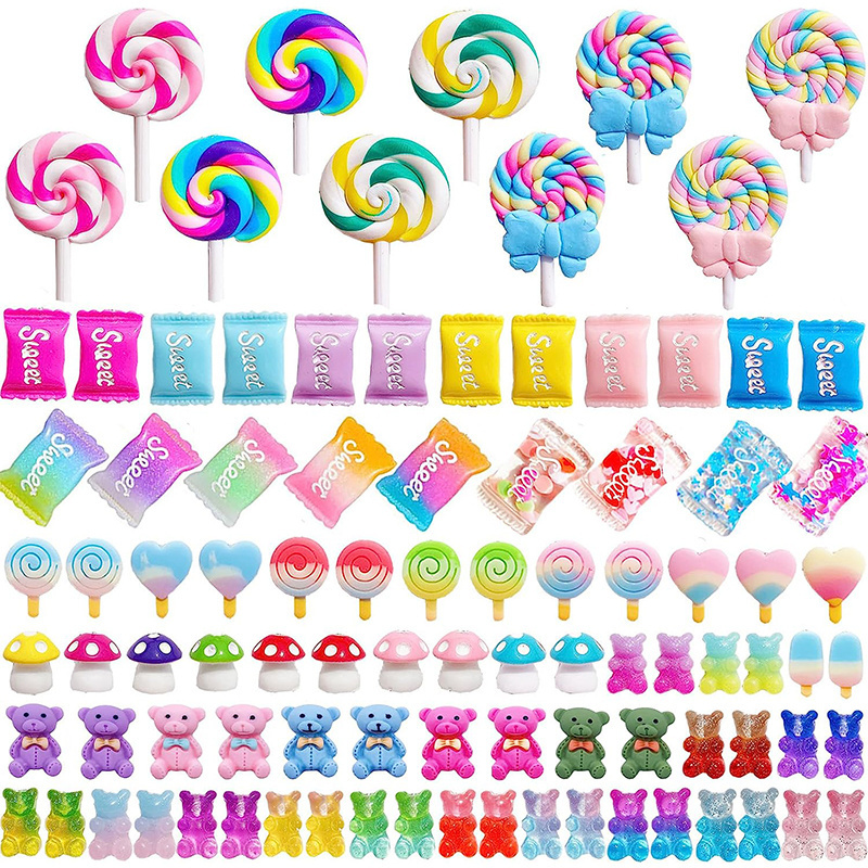 RANDOM Slime Charms 3D Resin Set Assorted Candy Sweets Resin Flatback Making Supplies for DIY Craft Making and Ornament