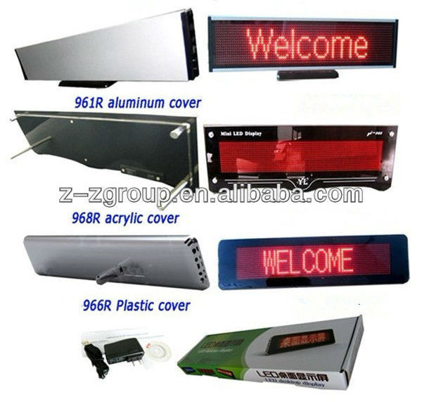 12V Mini led moving message sign display/USB rechargeable small desktop display