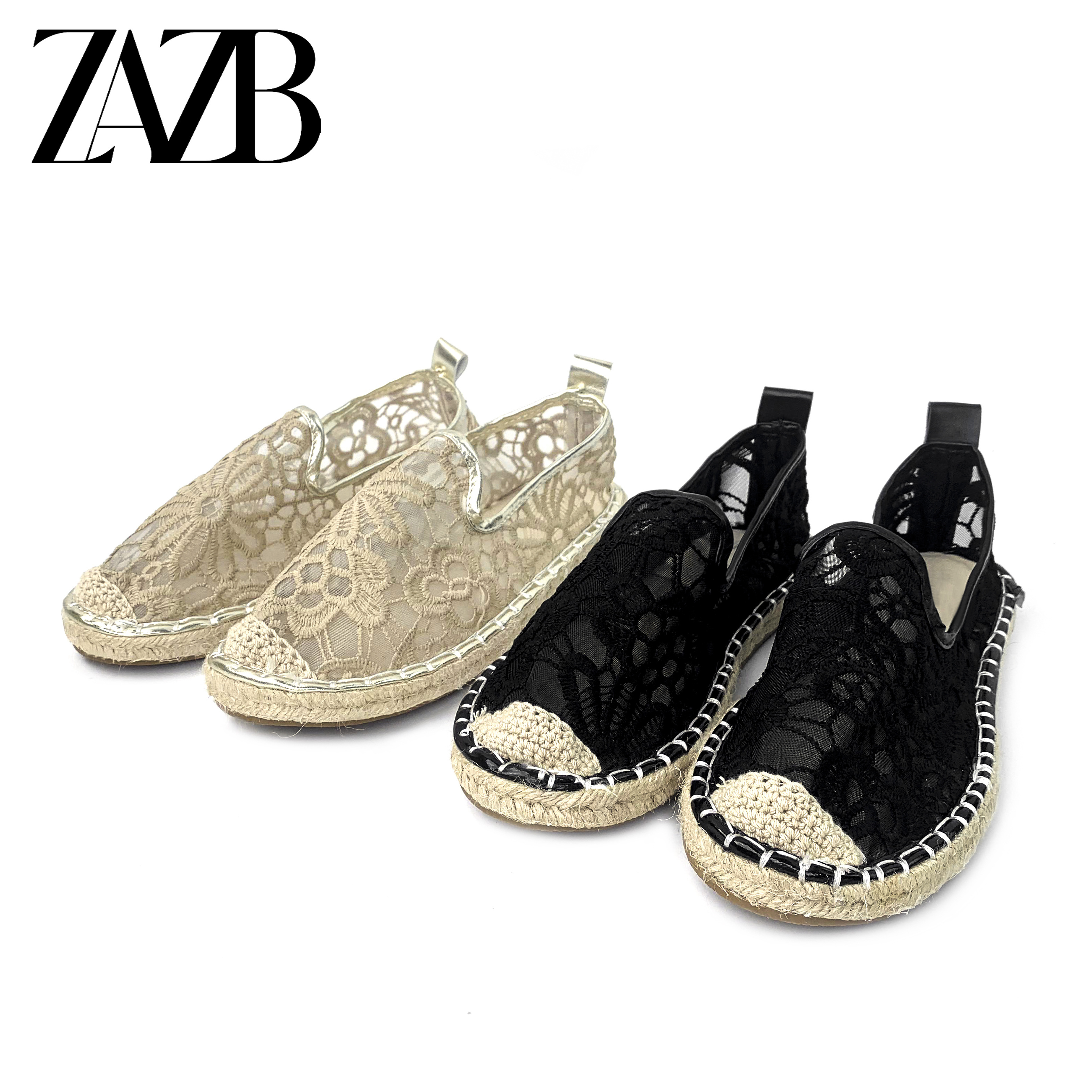 New styles leisure time mesh surface espadrilles shoes ladies weave gauze loafer slip on the heel for women's Flats