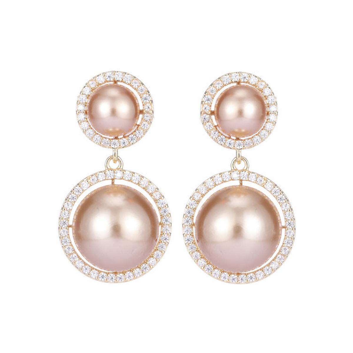 New Elegant Cubic Zirconia Luxury Earrings Wedding Long Pearl Drop Earrings For Brides