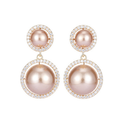 New Elegant Cubic Zirconia Luxury Earrings Wedding Long Pearl Drop Earrings For Brides