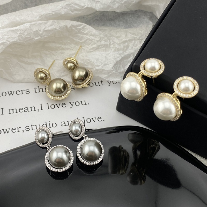 New Elegant Cubic Zirconia Luxury Earrings Wedding Long Pearl Drop Earrings For Brides