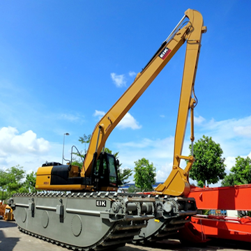 Amphibious Excavator with Pontoon for swamp