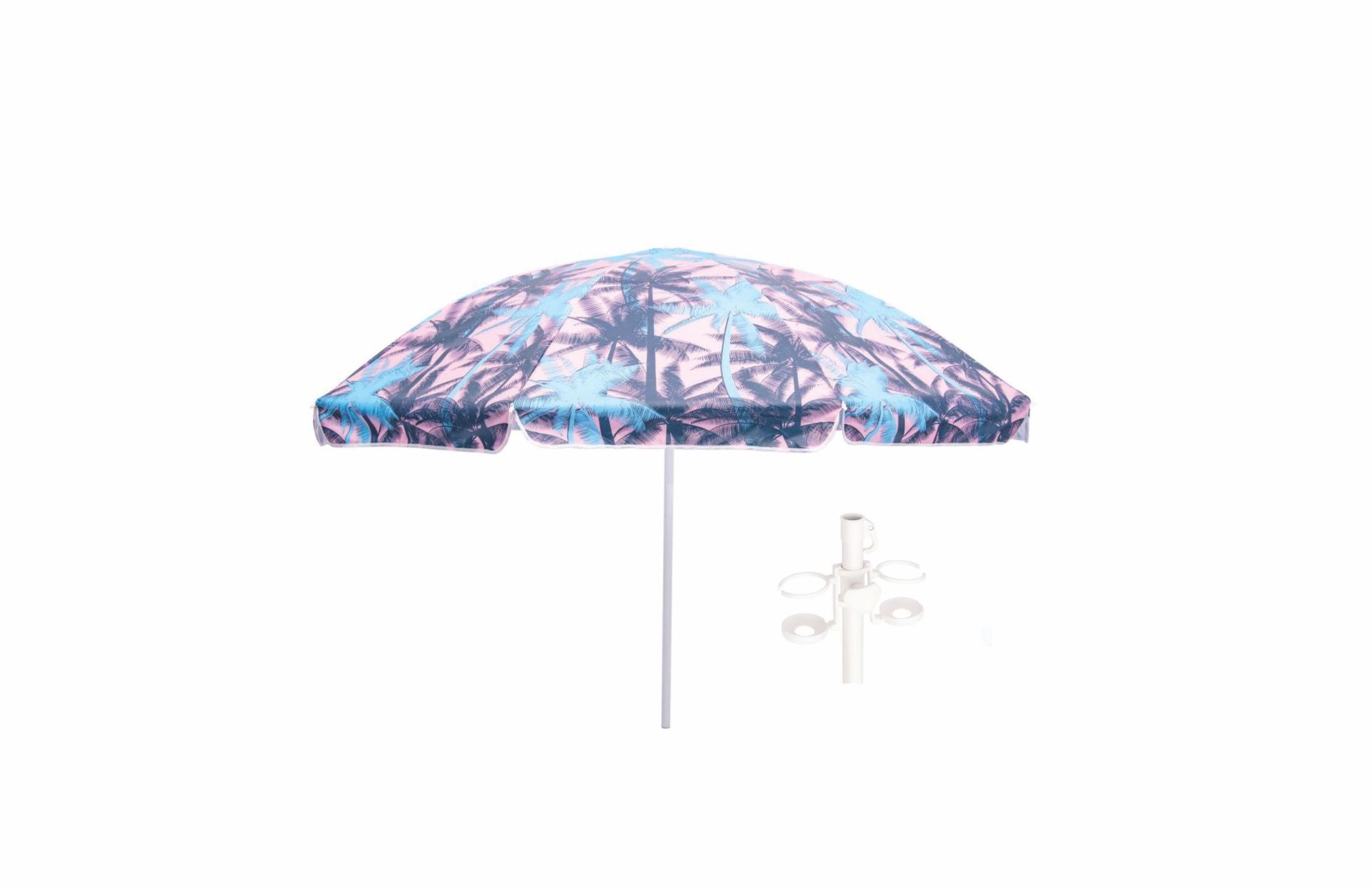 High Quality Straight Umbrella with Midnight Pattern Digital Polyester Canvas Cover Vintage Beach Umbrella Palm Leaves Design