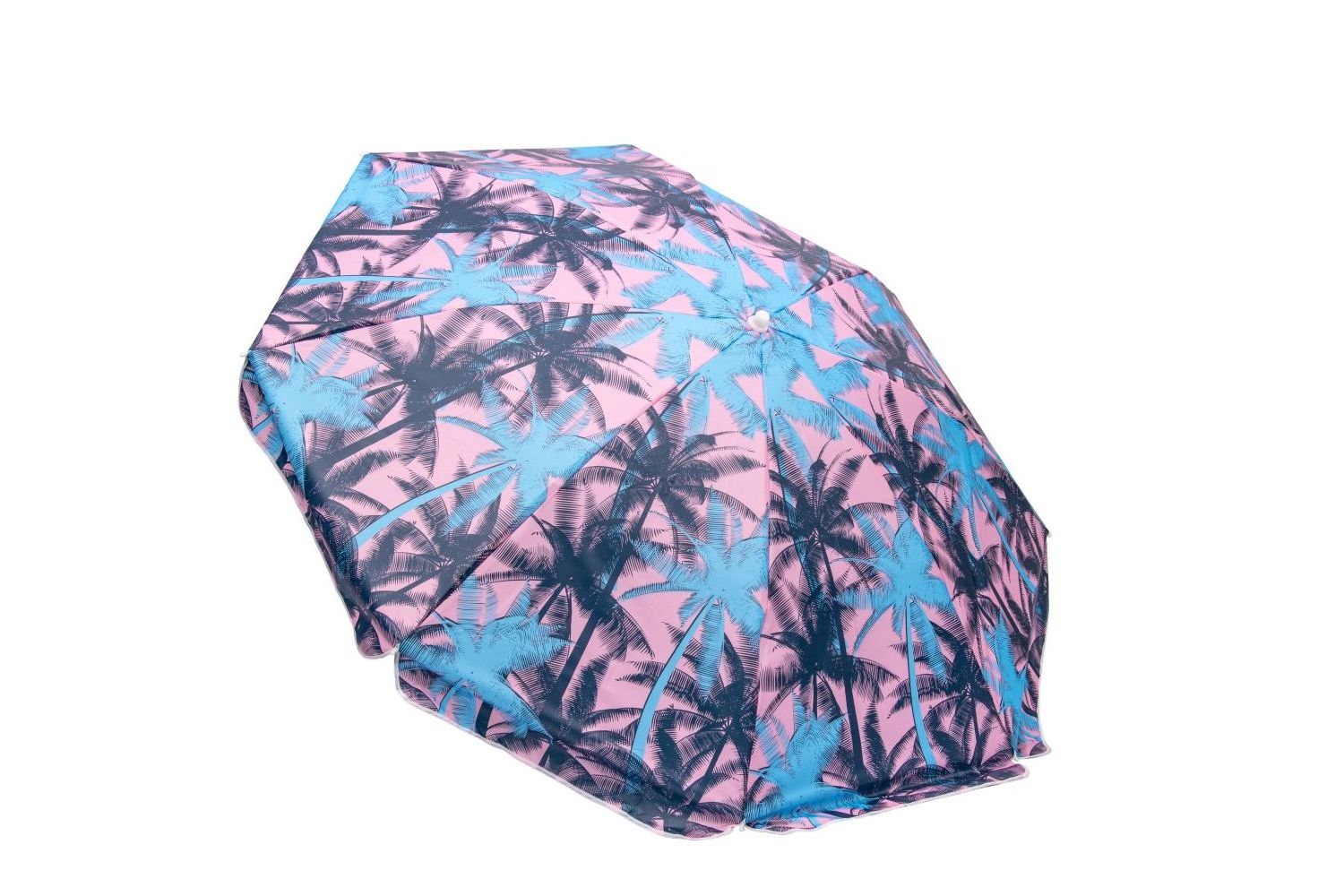 High Quality Straight Umbrella with Midnight Pattern Digital Polyester Canvas Cover Vintage Beach Umbrella Palm Leaves Design