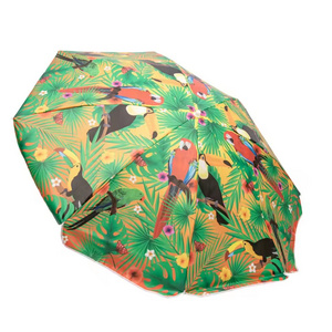 High Quality Vintage Birds Pattern Digital Polyester Canvas Cover Good Working Beach Umbrella for Giveaways