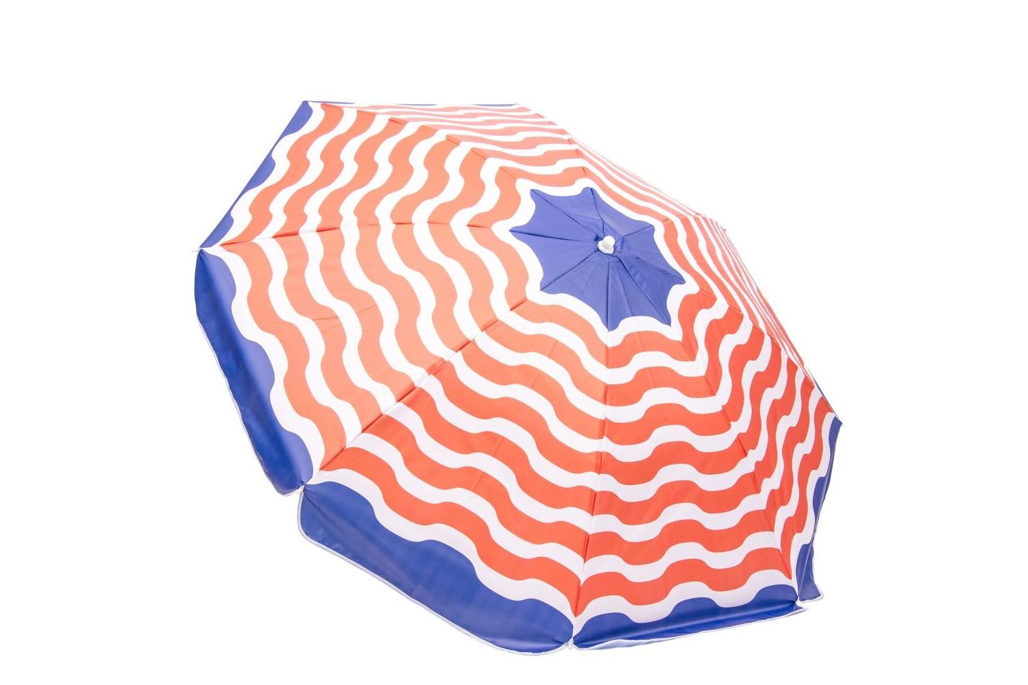 Best Cost Top Quality 140gm Digital Poly Canvas 2.0m Naval Wave Pattern Heavy Duty Wind Easy Beach Umbrella