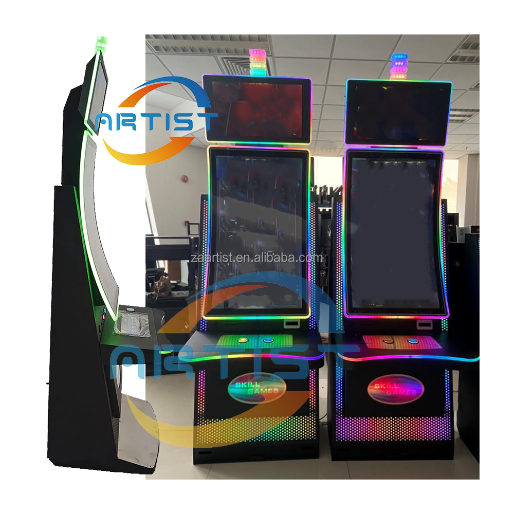 Hot skill game machine fish game table metal cabinet with curved touch screen topper screen machine