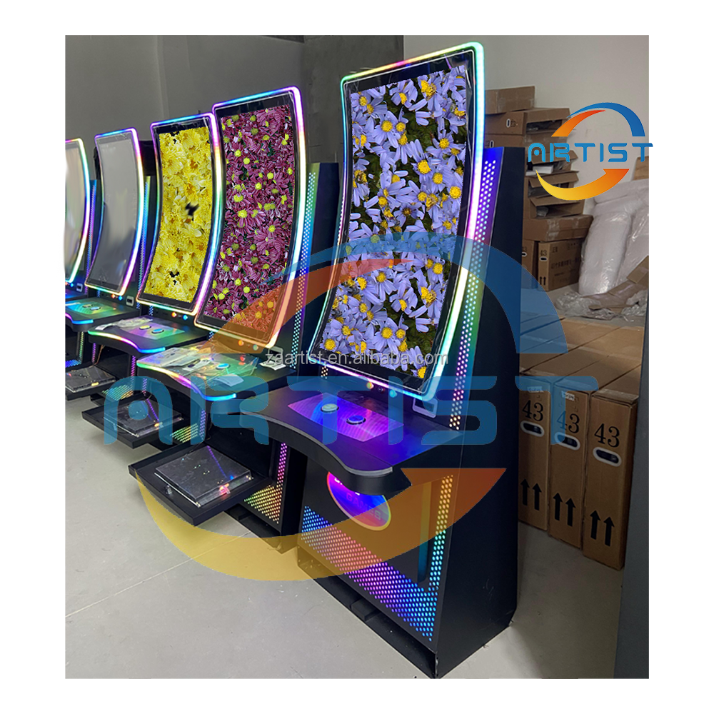 Hot skill game machine fish game table metal cabinet with curved touch screen topper screen machine