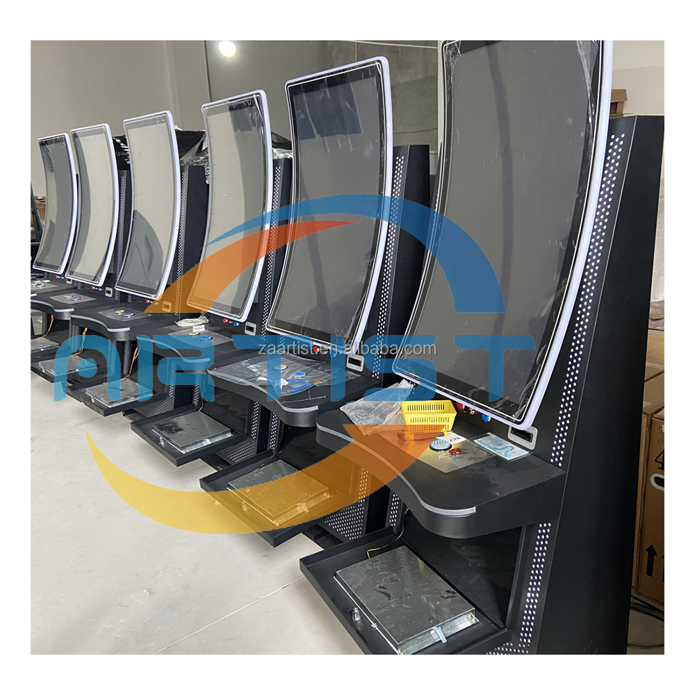 Hot skill game machine fish game table metal cabinet with curved touch screen topper screen machine