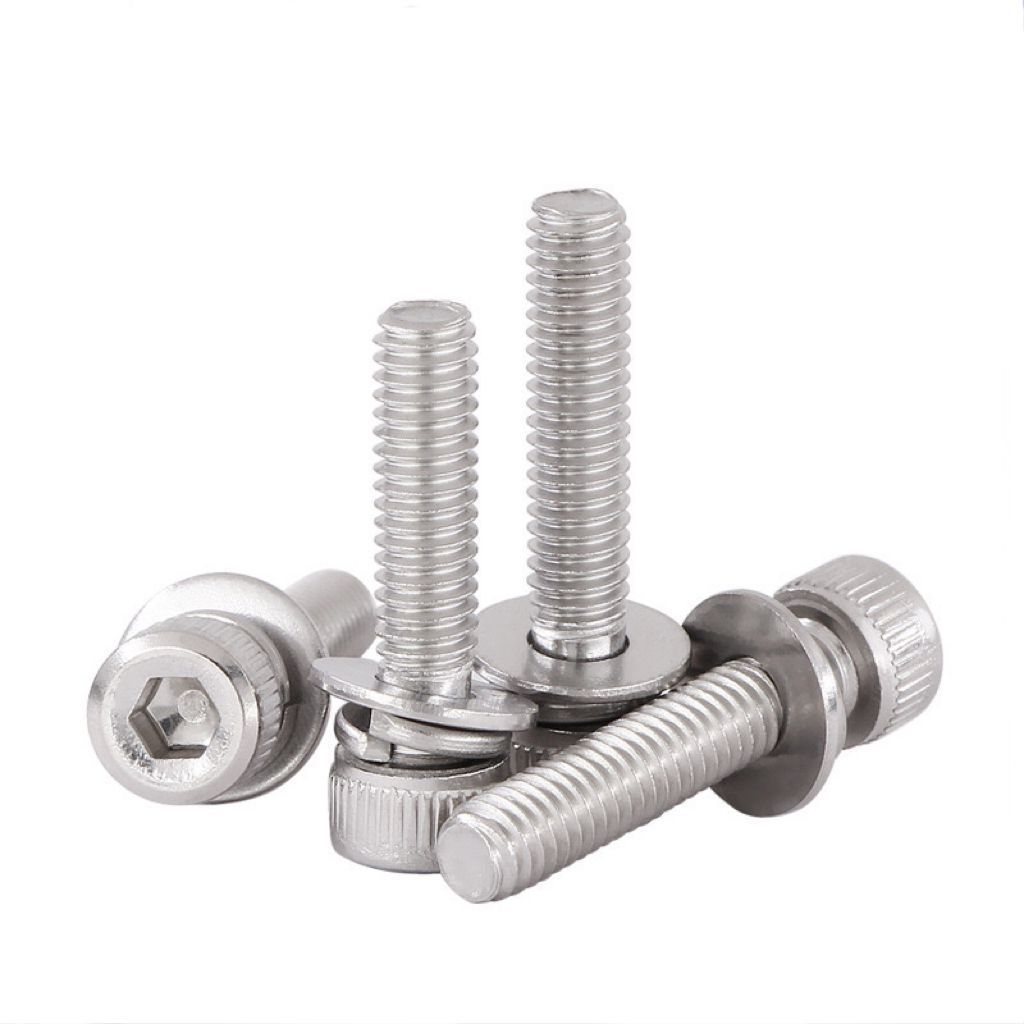 Stainless steel 304 cylindrical head combination screws hexagon socket three combination screws flat spring pad combination