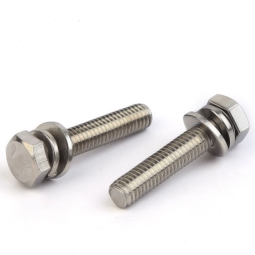 Stainless steel 304 cylindrical head combination screws hexagon socket three combination screws flat spring pad combination