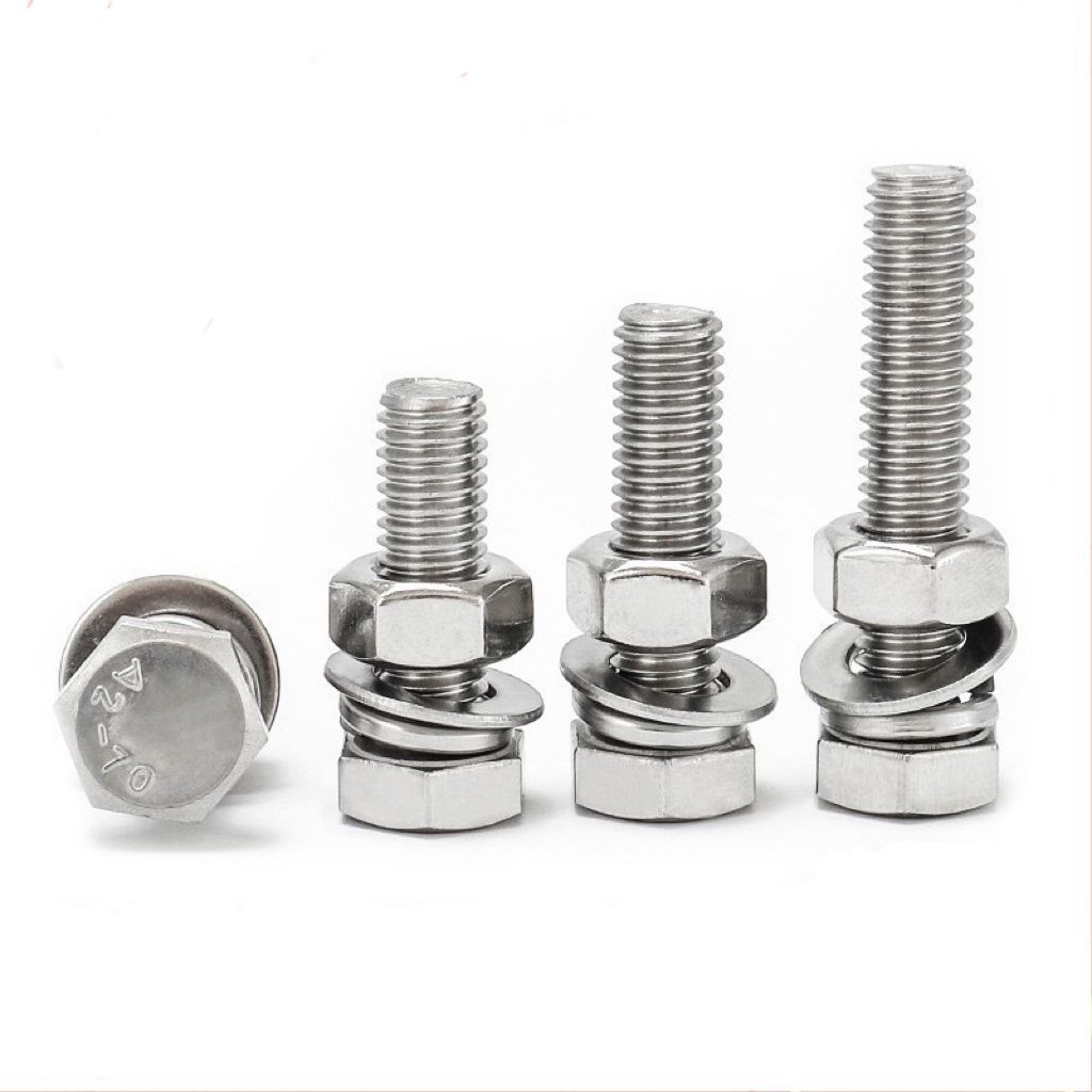 Stainless steel 304 cylindrical head combination screws hexagon socket three combination screws flat spring pad combination