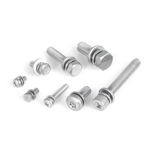 Stainless steel 304 cylindrical head combination screws hexagon socket three combination screws flat spring pad combination