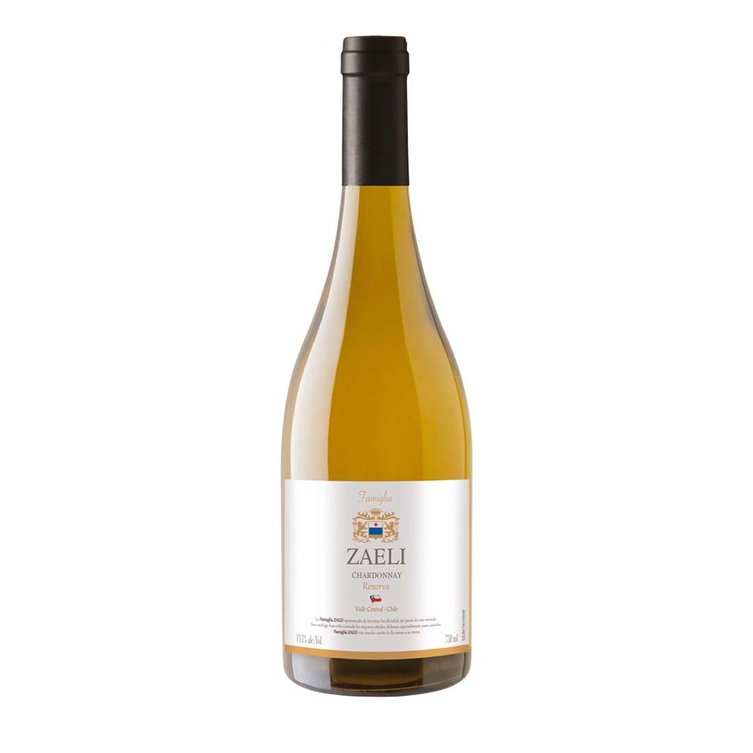 Chardonnay wine reserva Famiglia Zaeli  6x750ml High quality wine from Central Valley Chile aged 6 months in oak barrels.