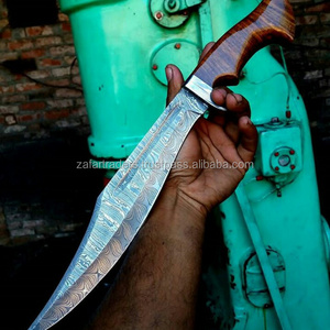 Custom Handmade 1095 Steel  Damascus  Bowie Knife Rosewood Handle  Christmas Gift knife with leather sheath