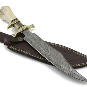 Bowie Knife - Hunting Knife 619 Premium Custom Handmade Damascus Steel Pakistan Non-changeable ZR619 ZR