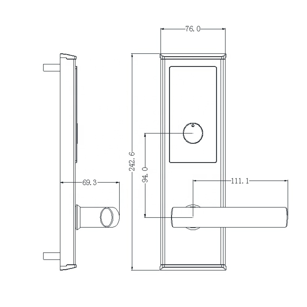 Smart Entry Hotel Door Handle Locks Electronic Keyless Hotel Key Card Door Lock