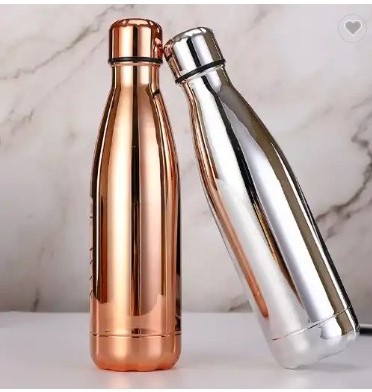 2023 New Design Custom Logo Print Cola Bottle Copper Color Gold Plating Stainless Steel Thermos Vacuum Insulated Water Bottles