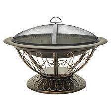 Metal Black Indoor Outdoor Large Enough Cooking Area Round Wood Burning Steel fireplace Fire Pit with Grill