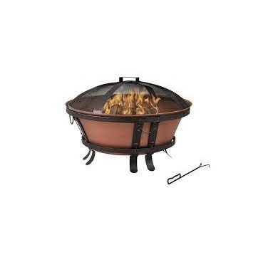 Metal Black Indoor Outdoor Large Enough Cooking Area Round Wood Burning Steel fireplace Fire Pit with Grill