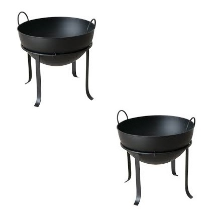 Outdoor Fire Pit Big Round Fire Bowl Garden Patio Heater BBQ Grill Round Firepit with Cooking Grate Metal, Tile Table Top