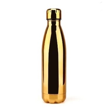 2023 New Design Custom Logo Print Cola Bottle Copper Color Gold Plating Stainless Steel Thermos Vacuum Insulated Water Bottles