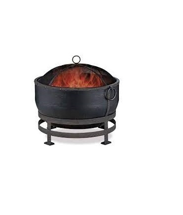 Classical Outdoor Small Package Round Cover Rustic Glass Rocks Pellet Ceramic Cowboy Cauldron Portable Fire Pit Furniture