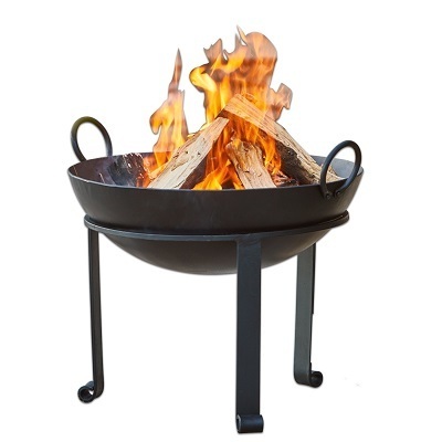 Outdoor Fire Pit Big Round Fire Bowl Garden Patio Heater BBQ Grill Round Firepit with Cooking Grate Metal, Tile Table Top