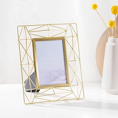 various shapes square rectangle irregular hexagon shape hanging picture glass metal photo frame