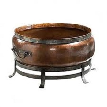 Classical Outdoor Small Package Round Cover Rustic Glass Rocks Pellet Ceramic Cowboy Cauldron Portable Fire Pit Furniture